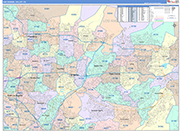 San Gabriel Valley Metro Area Wall Map Color Cast Style